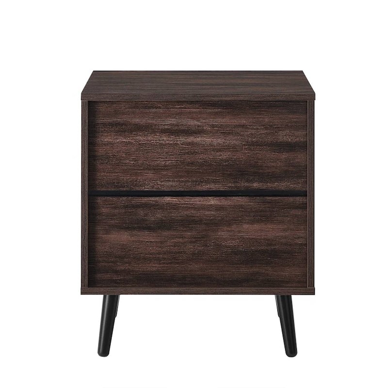 Mid-Century Modern 1-Drawer Nightstand End Table in Dark Brown Wood Finish