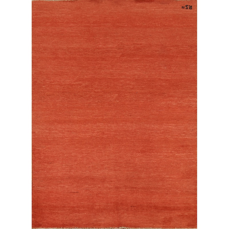 Modern Gabbeh Oriental Area Rug Hand-Knotted Contemporary Wool Carpet - 5'0" x 6'6"
