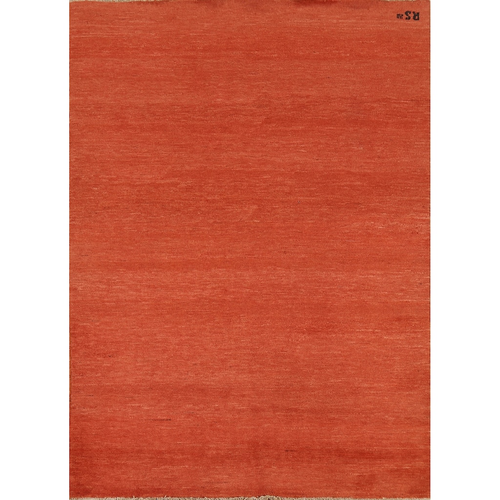 Modern Gabbeh Oriental Area Rug Hand-Knotted Contemporary Wool Carpet - 5'0" x 6'6"
