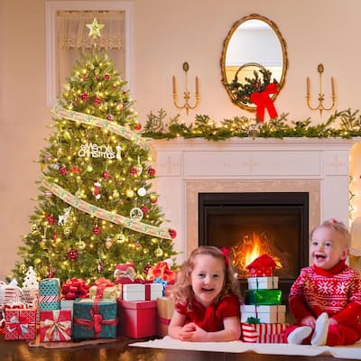 Prelit 4.5FT, Christmas Tree with 200 Lights 8 Modes Lights, Foldable Stand, On/Off Foot Pedal
