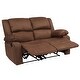 preview thumbnail 4 of 2, Offex Chocolate Brown Microfiber Loveseat with 2 Built In Recliners - 56"W x 35" - 64"D x 38"H