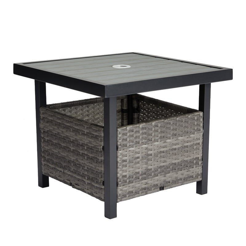 Outdoor Wicker Side Table - Grey Wicker