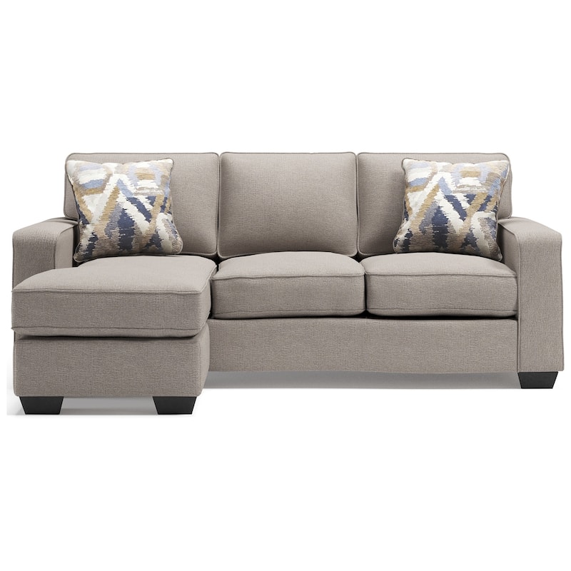Qien Sofa Chaise with 2 Accent Pillows, Stone Gray Polyester 85 Inch