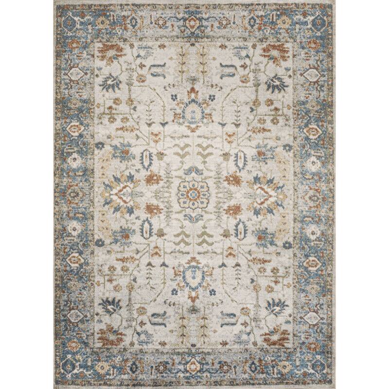 JONATHAN Y Edith Persian Border Low-Pile Machine-Washable Cream/Terra Area Rug - 5 X 8