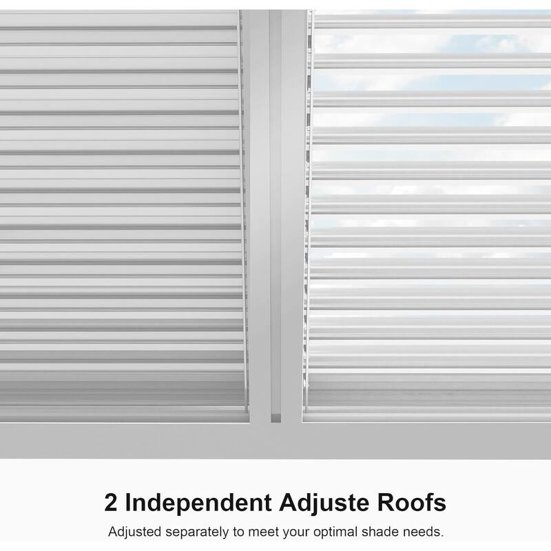 PURPLE LEAF Louvered Pergola Modern White Pergola with Adjustable Roof for Deck Backyard Garden