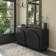 preview thumbnail 45 of 84, Iris Wooden Accent Cabinet, Sideboard Credenza or TV Stand with Arched Cabinet Doors and Adjustable Shelves Set of 2 - Black Oak