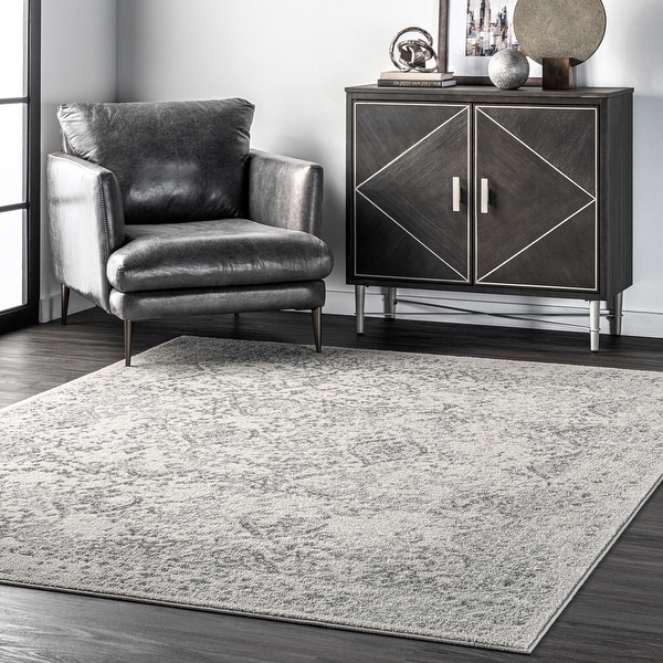 Grey Designer Rug Traditional Vintage Floral Soft Carpet S-XXL Size Living Room 