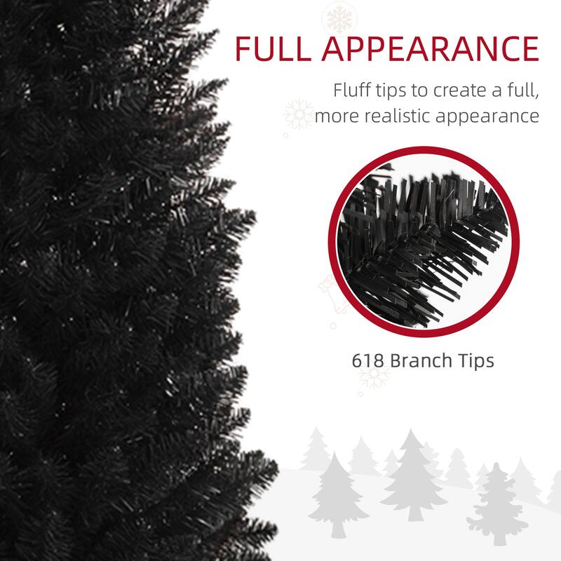 8FT Artificial Slim Pencil Christmas Tree with 618 Realistic Branch Tips & Plastic Stand