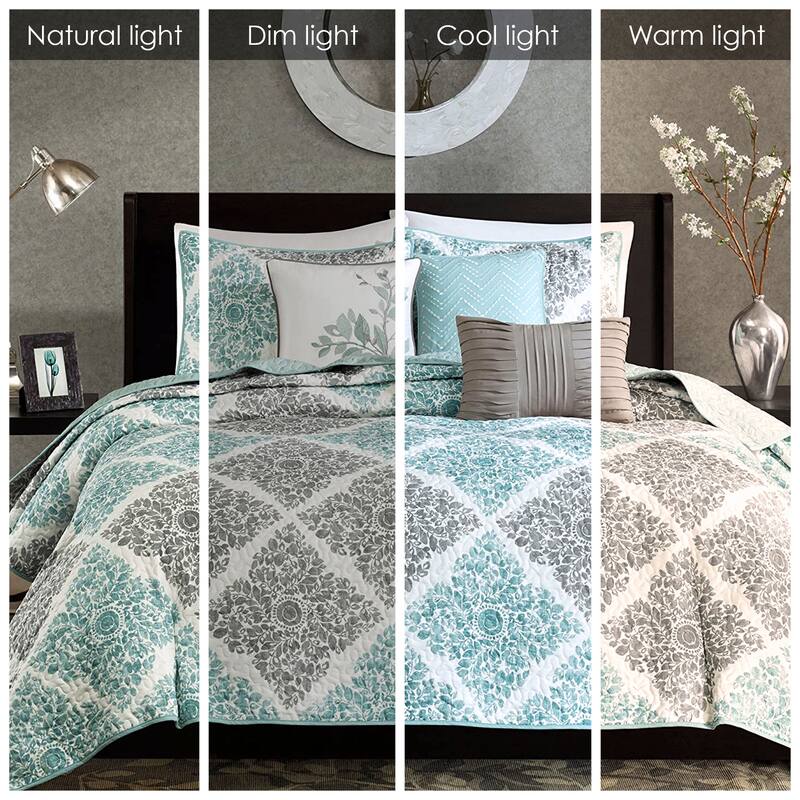 Madison Park Montecito 6 Piece Printed Quilt Set with Throw Pillows
