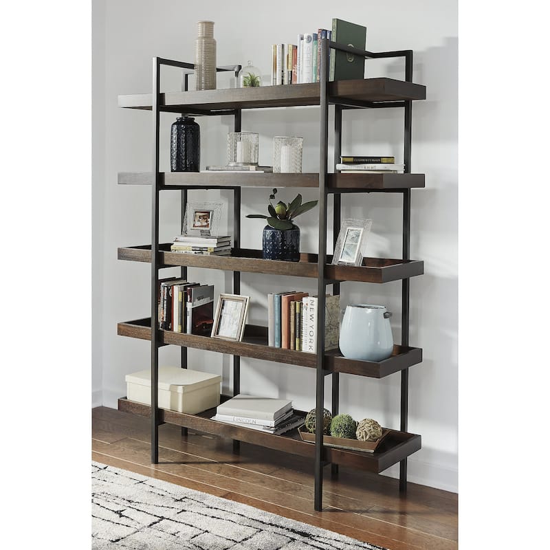 Signature Design by Ashley Starmore Brown/Black Home Office Desk with Chair and Storage