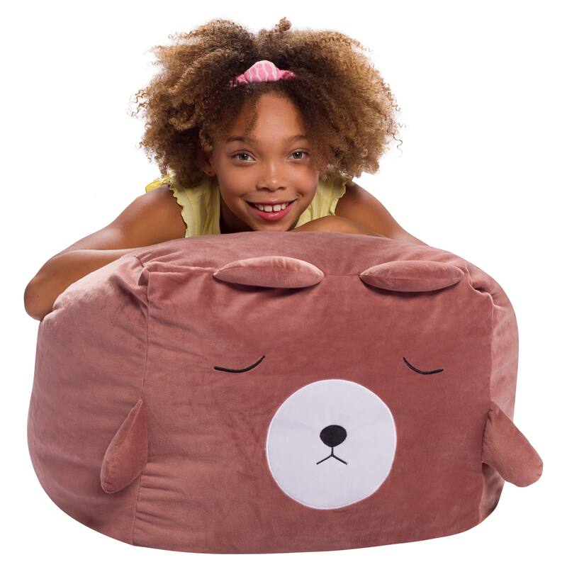 Stuffed Animal Storage Bean Bag Chair Cover only for Kids, Toy Holder