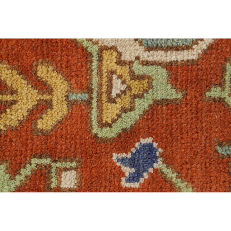 Hand Knotted Oriental 100% Wool Carpet Traditional Medallion Green Heriz (serapi) Area Rug - 11' 11'' X 8' 11''