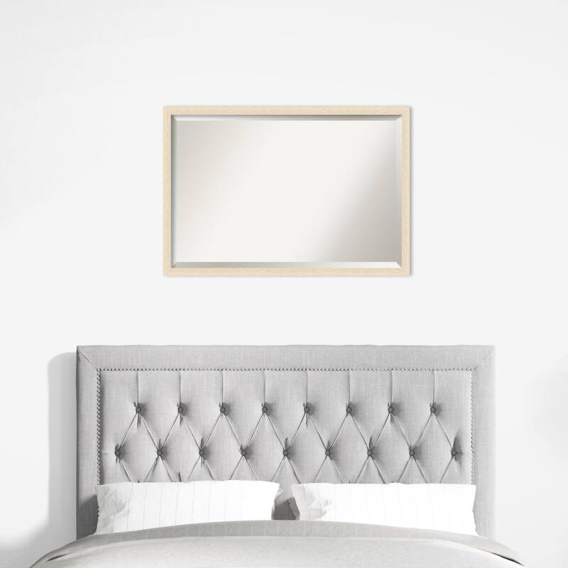 Woodgrain Stripe Beveled Wood Framed Wall Mirror
