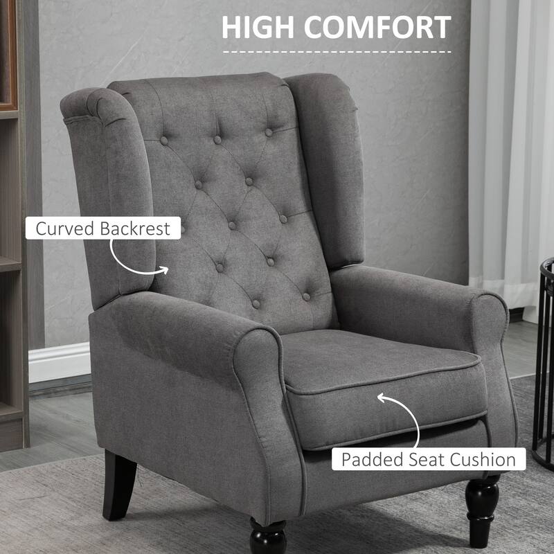 Fabric Wood Accent Chair with Diamond Tufting - 29.25"W x 33.75"D x 40.25"H
