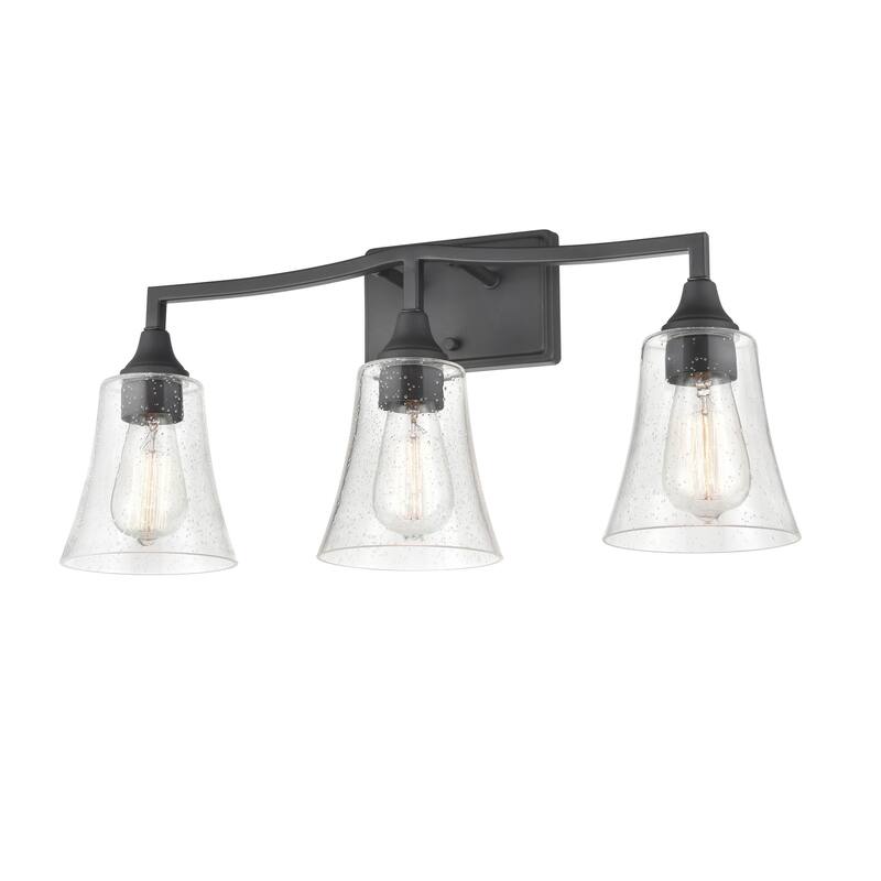 Millennium Lighting Caily 3 Light Bathroom Vanity Fixture in Brushed Nickel or Matte Black with Seeded Glass Shade