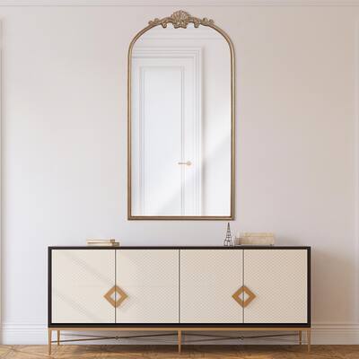 Head West Arch Antique Gold Ornate Metal Decorative Accent Wall Mirror - 21" x 42"