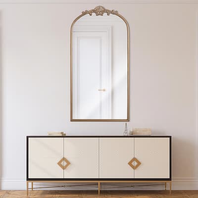 Head West Arch Antique Gold Ornate Metal Decorative Accent Wall Mirror - 21" x 42"