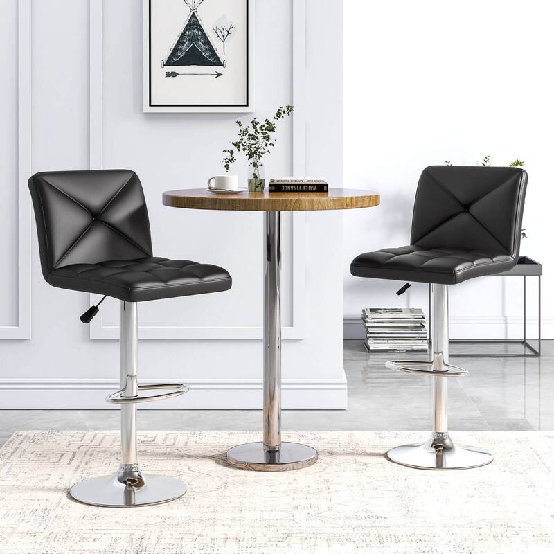 Costway Modern Bar Stools Set of 2 PU Leather Upholstered Swivel - See Details