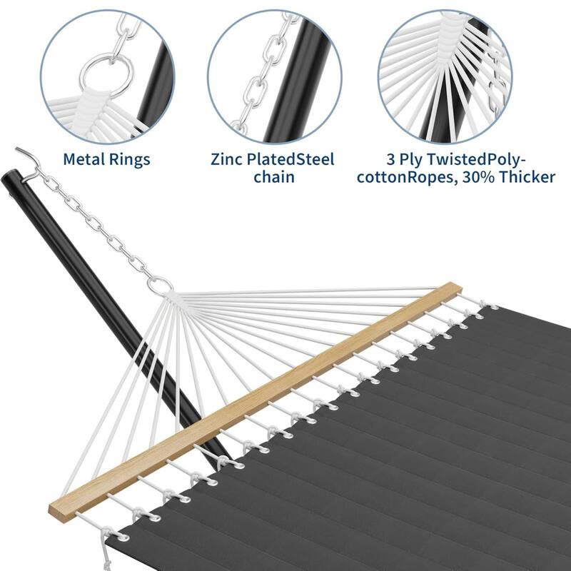 Outdoor Portable 475lbs Capacity Double Hammock with Stand for Patio Backyard Poolside