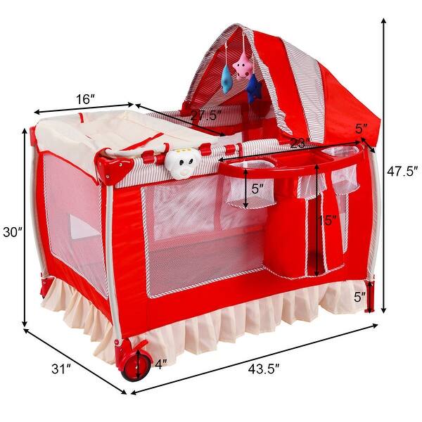 Shop Costway Foldable Baby Crib Playpen Infant Bassinet Bed