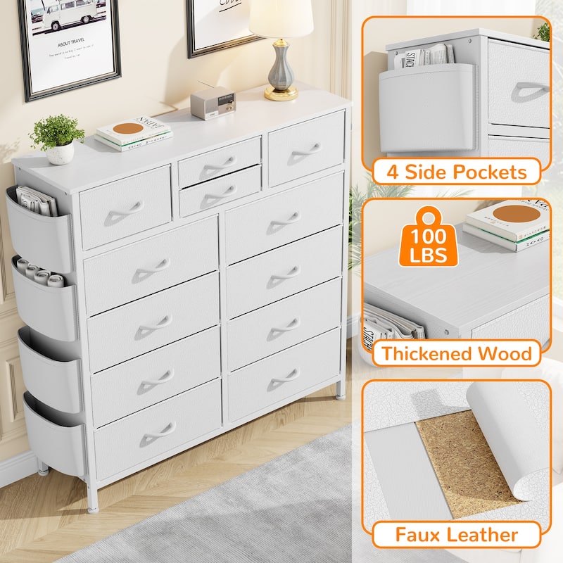 12 Drawer Dresser Fabric Tall Dressers for Bedroom Chest of Drawers