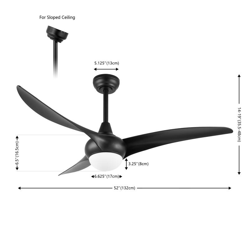 Raffles 52" 1-Light Vintage Iron/Plastic Mobile-App/Remote-Controlled 6-Speed Retro Swirl LED Ceiling Fan, by JONATHAN Y