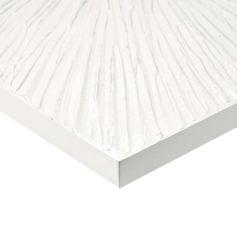 Roomfitters 30x30 Inch White Textured Abstract Burst Wall Art, Modern Dimensional Hand Painted Decor for Living Room