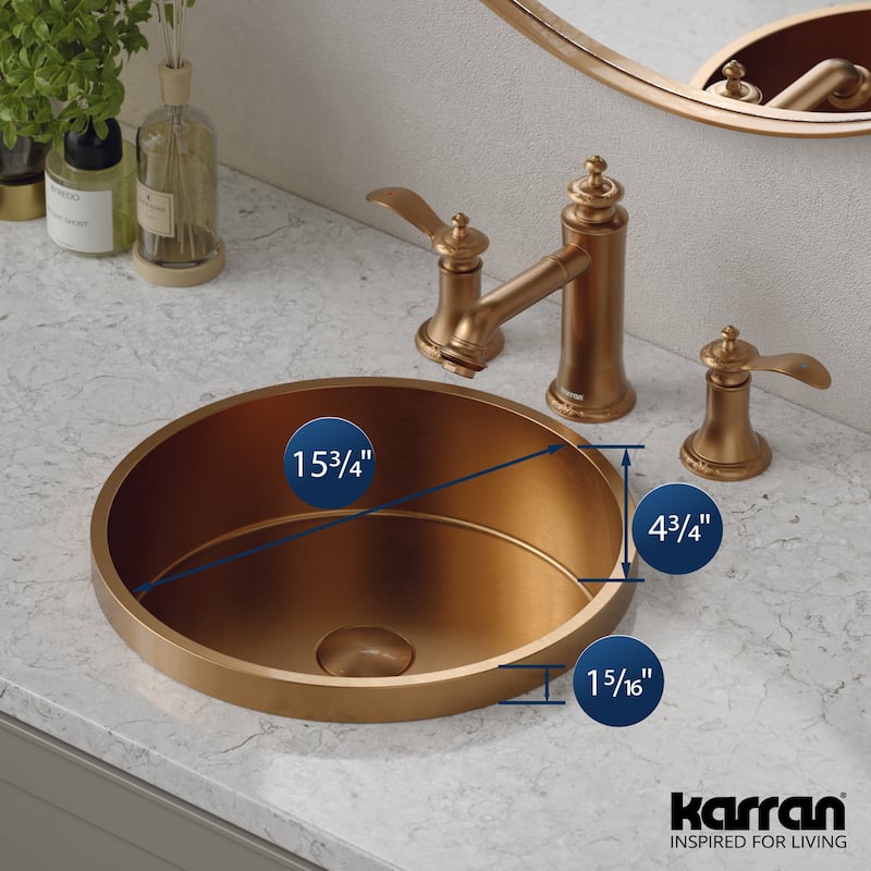 Karran USA CCT100 Cinox 15" Circular Stainless Steel Drop In Bathroom