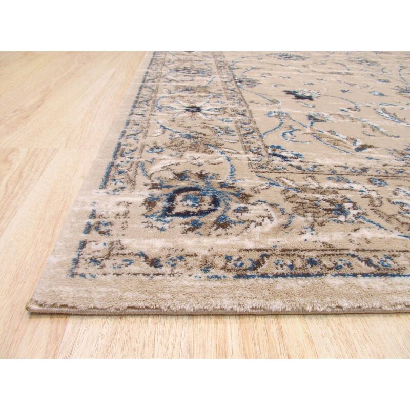 Beige Machine-Made Polypropylene Distressed Bohemian Isabella Rug by , Stylish and Durable Area Rug for Adding a Bohemi