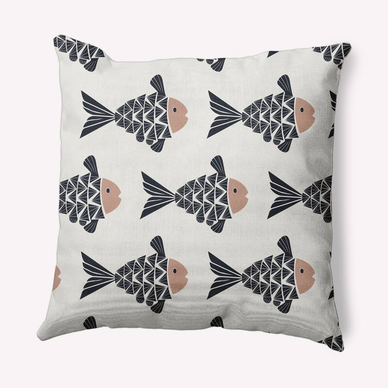 Fish Tales Nautical Indoor/Outdoor Throw Pillow - Mauve - 16" x 16"