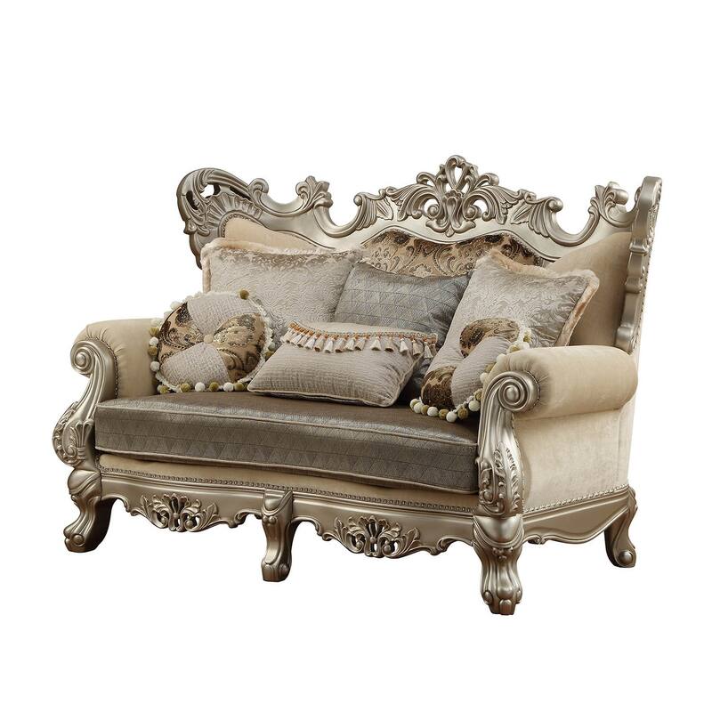 Dempsey Champagne Loveseat with 6-Pillow