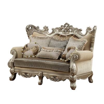 Dempsey Champagne Loveseat with 6-Pillow