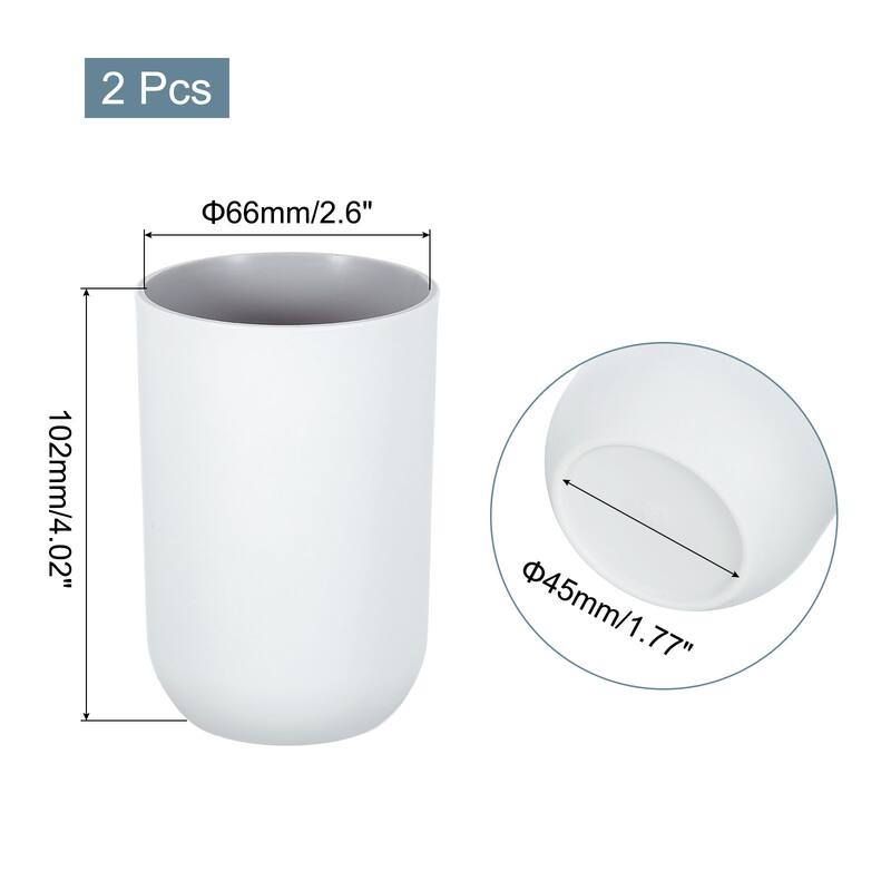 2Pcs Drinking Cups, Unbreakable Bathroom Cup Toothbrush Holder - Grey