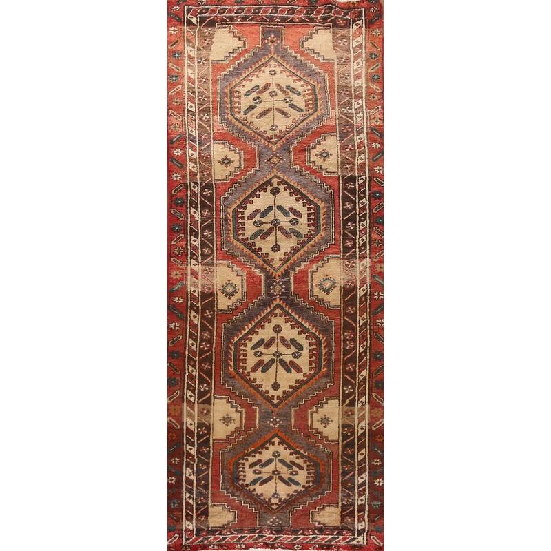 Hand Knotted Oriental 100% Wool Carpet Traditional Geometric Red Ardebil Runner Rug - 11' 0'' X 3' 5''