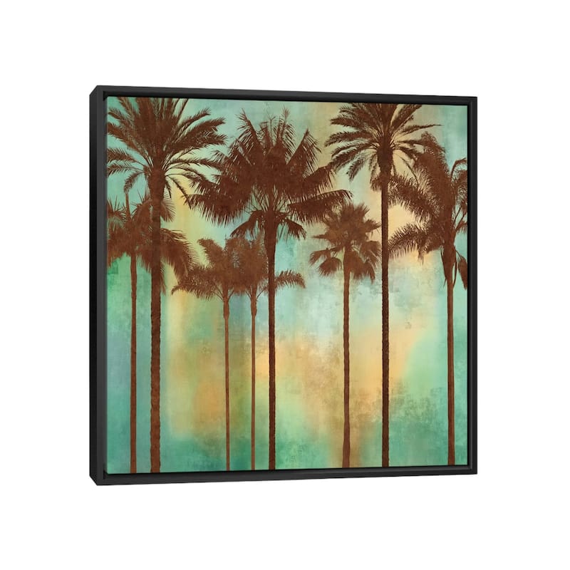 iCanvas "Aqua Palms II" by John Seba Framed Canvas Print - Black - 26x26