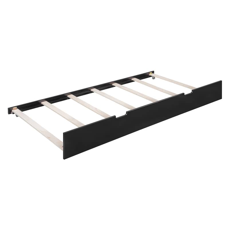Wooden Full over Full Bunk Bed with Trundle Bed, Solid Pinewood Full Size Bunk Bed Frame, Divided Into 2 Individual Beds