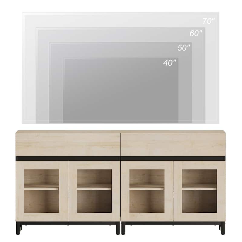 Modern Dresser With Glass Doors, Drawer, And Adjustable Shelf - Multifunctional Storage Cabinet For Living Room Or Bedroom