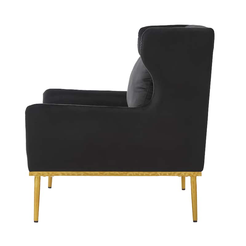 Roomfitters Modern Velvet Accent Armchair with Curved Armrests, Iron Frame Single Sofa