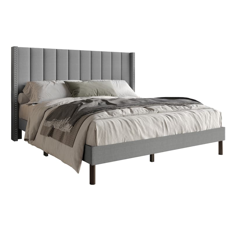 Clayfell Odessa Linen Upholstered Wingback Panel Bed