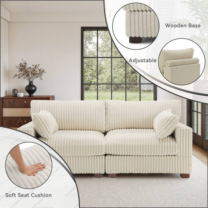 80"W Plush Modular Sectional Sofa with Pillows for Living Room