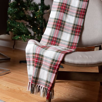 Fabstyles Celebration Plaid Cotton Throw Blanket