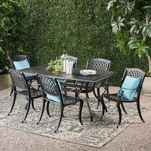 Cayman 7-piece Aluminum Outdoor Dining Set by Christopher Knight Home