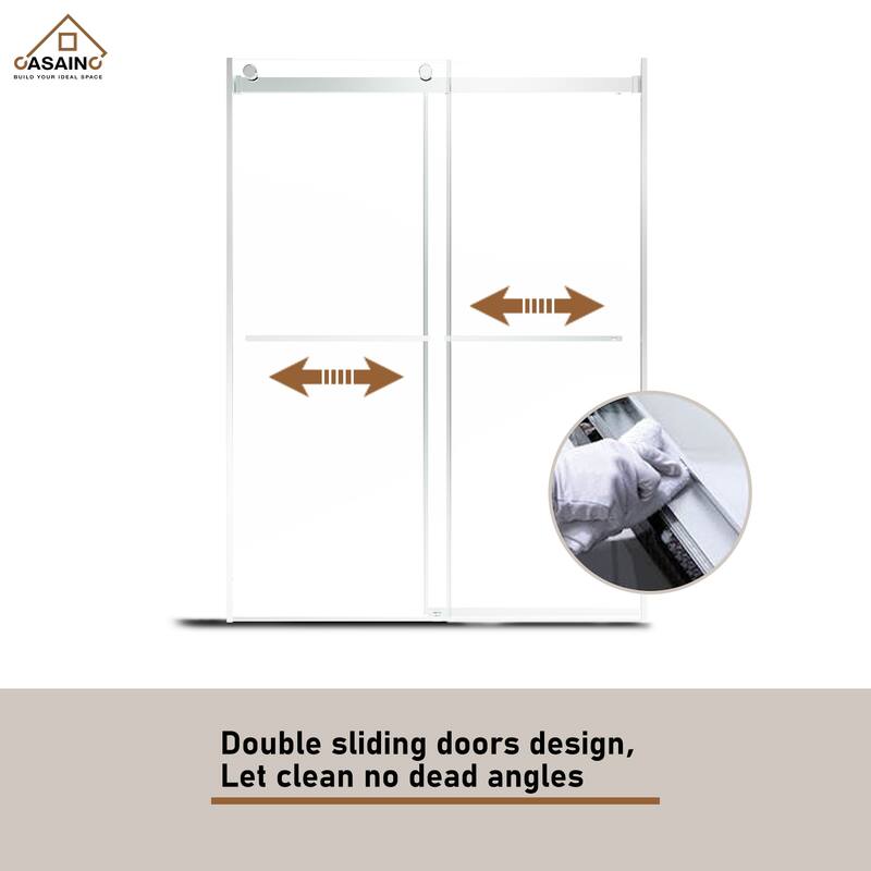 CASAINC 60"*76" Frameless Double Sliding Shower Door