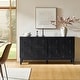 preview thumbnail 5 of 41, Silakan Mid-Century Modern 4-Door Large Storage Sideboard with Solid Wood Legs by HULALA HOME BLACK