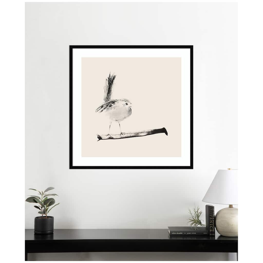 Kate and Laurel Sketched Bird On Branch by Danushka Abeygoda Framed Wall Art Print