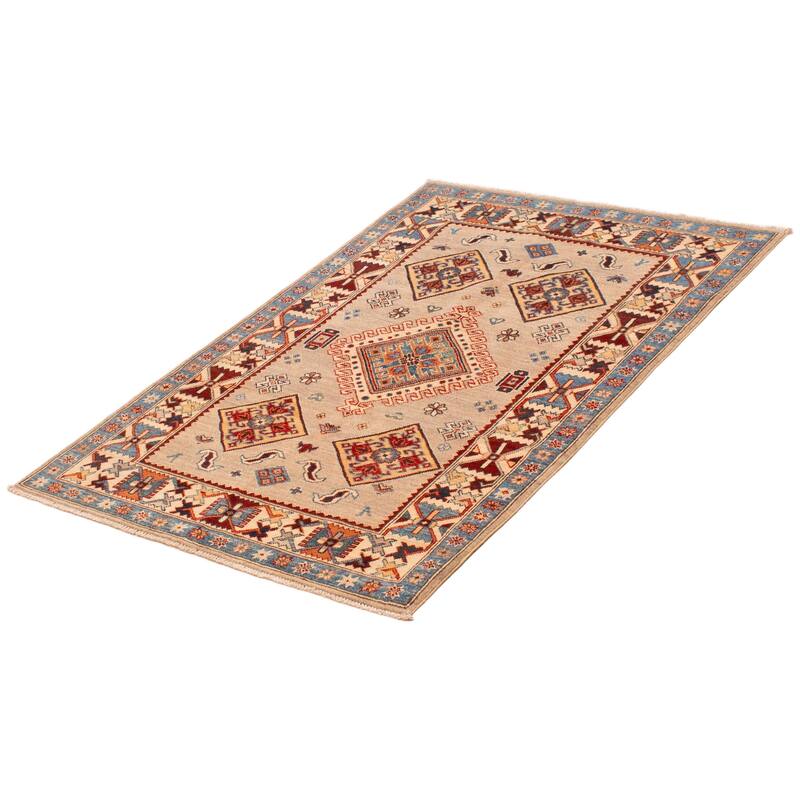 ECARPETGALLERY Hand-knotted Uzbek Ghazni Beige Wool Rug - 4'0 x 5'9