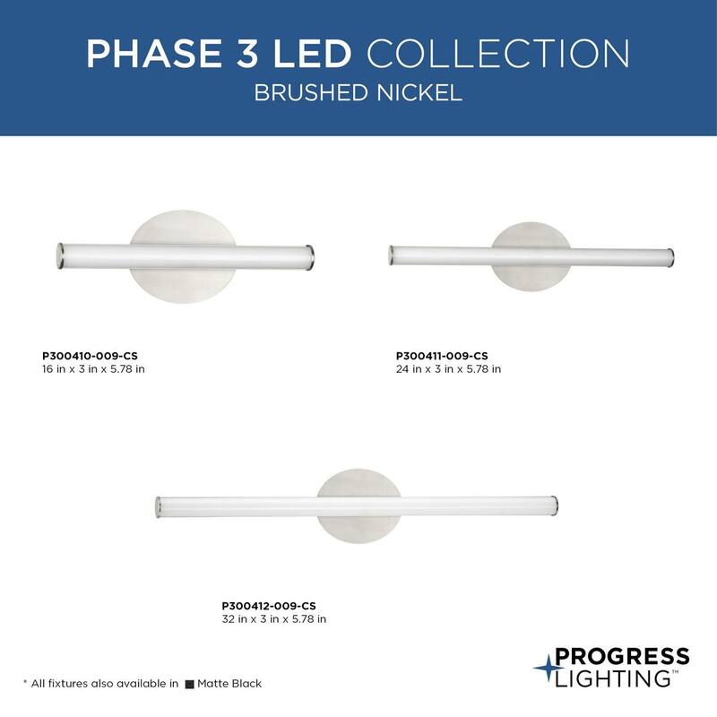 Phase 3 Collection 24 in. Matte Black Medium Modern 3CCT Integrated LED Linear Vanity Light - 24 in x 3 in x 5.78 in
