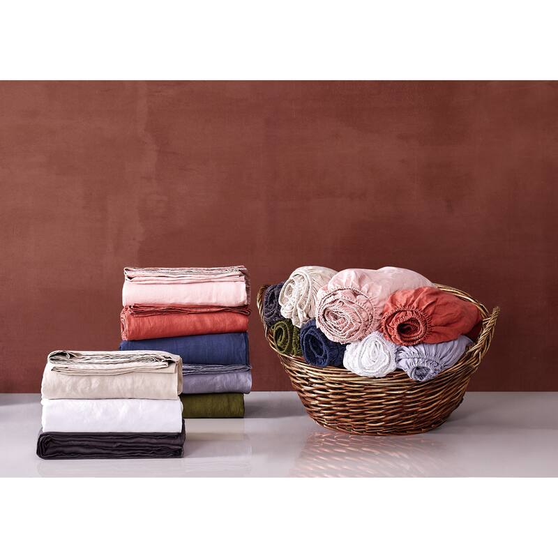 Brooklyn Loom 100% Natural Flax Linen 4-Piece Bed Sheet Set