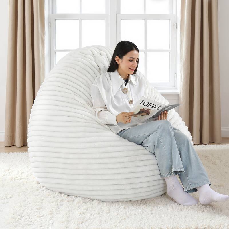 5-foot Round Plush Corduroy Convertible Bean Bag Chair Lounge