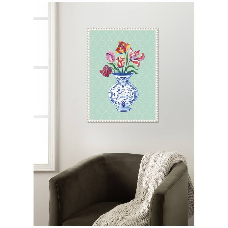 Kate and Laurel Tulip Vase by Lucia Gianello Framed Canvas Wall Art Print